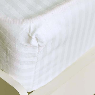 Sterling Cotton Fitted Sheet Satin Stripe 3- Piece Set 160X200+30 Cm Off White