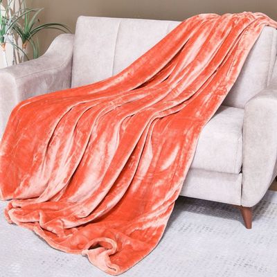 Vegas Solid Blanket Single 150X200 Cm - Peach