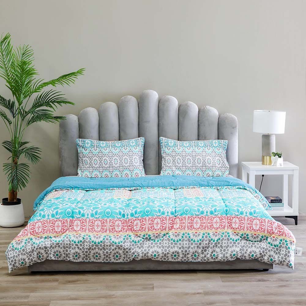 Buy Casablanca 3 -Pcs Queen Comforter Set 200x240 Cm Teal Online in Oman