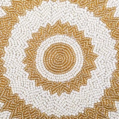 Dazzle Beaded Placemat 35 Cm Round Ivory Gold