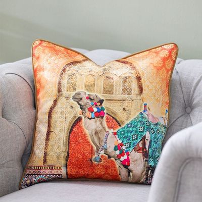 Camel Filled Cushion 45x45 Cm Multicolor