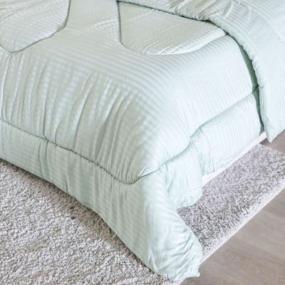 KL Satin Stripe 10-Piece King Comforter Set 240x260 Cm Sage