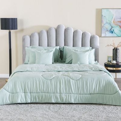 KL Satin Stripe 10-Piece King Comforter Set 240x260 Cm Sage