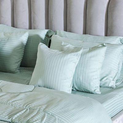 KL Satin Stripe 10-Piece King Comforter Set 240x260 Cm Sage