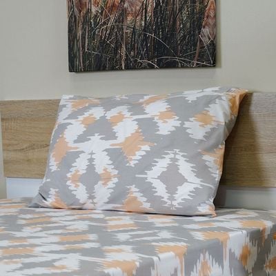 Albany Ikat Queen 3- Pcs Fitted Sheet Set 160x200 Cm Sliver Peach
