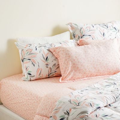 Bliss Barley 6-Pc Super King Comforter Set - Peach - 260x260 cm