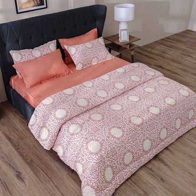 AW23 Bliss Mandala 6- Piece Super King Comforter Set 260x260 Cm Rust