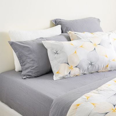AW23 Bliss Scandi 6- Piece Super King Comforter Set 260x260 Cm Grey Yellow