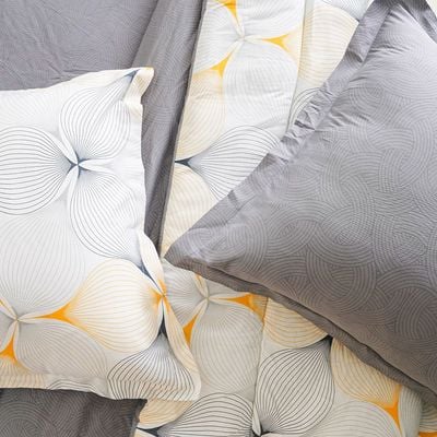 AW23 Bliss Scandi 6- Piece Super King Comforter Set 260x260 Cm Grey Yellow