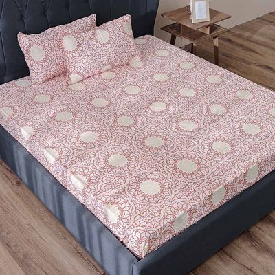 AW23 Bliss Quartz 3- Piece King Fitted Sheet Set 180x200 Cm Rust