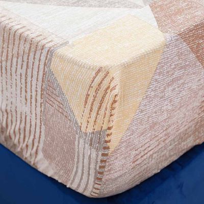 AW23 Albany Geo King 3-Piece Fitted Sheet Set 180x200 Cm Beige