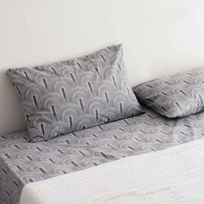 AW23 Albany Scallop King 3-Piece Fitted Sheet Set 180x200 Cm Grey
