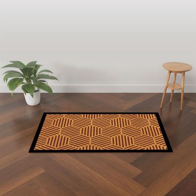 Eco Slim Coir Doormat Geometric Design 75x45 Cm Brown