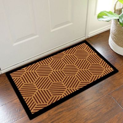 Eco Slim Coir Doormat Geometric Design 75x45 Cm Brown