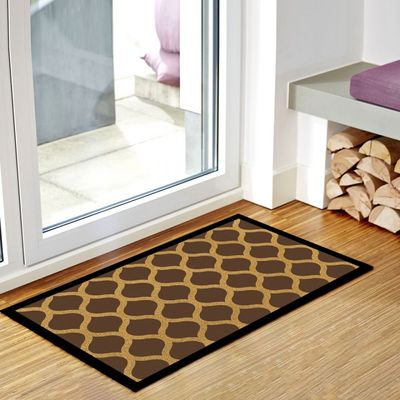 Eco Slim Coir Doormat Trellis Design 75x45 Cm Brown
