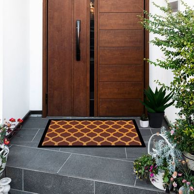 Eco Slim Coir Doormat Trellis Design 75x45 Cm Brown