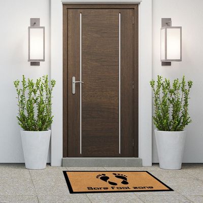 Eco Slim Coir Doormat Bare foot Design 75x45 Cm Black