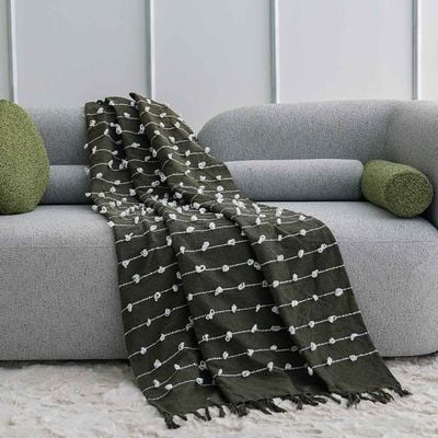 AW23 Takisha Woven Cotton Acrylic Throw 127x154 Cm Olive Green