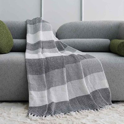 AW23 Takisha Woven Cotton Throw 127x154 Cm Dark Grey