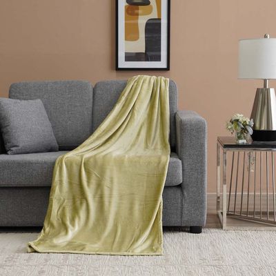 AW23 Solid Flannel Single Blanket 150x200 Cm Light Green