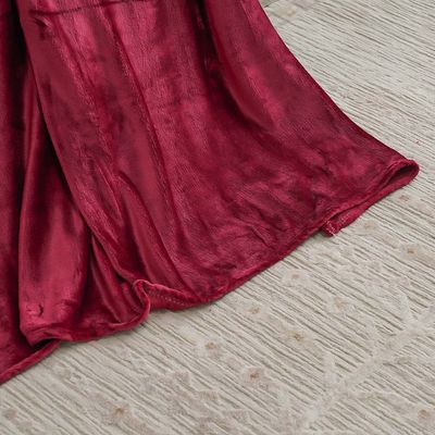 AW23 Solid Flannel Double Blanket 200x200 Cm Burgandy