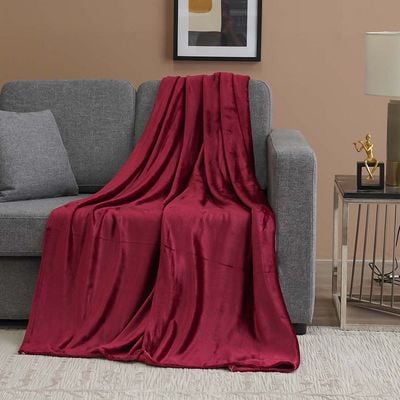 AW23 Solid Flannel Double Blanket 200x200 Cm Burgandy