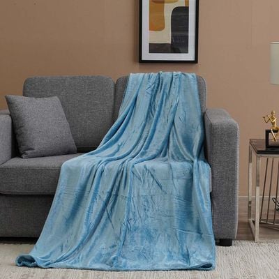 AW23 Solid Flannel Double Blanket 200x200 Cm Sky