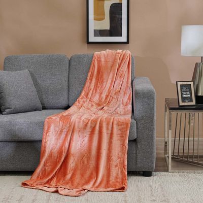 AW23 Solid Flannel Double Blanket 200x200 Cm Pink