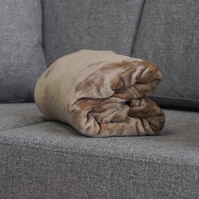 AW23 Solid Flannel Double Blanket 200x200 Cm Light Brown