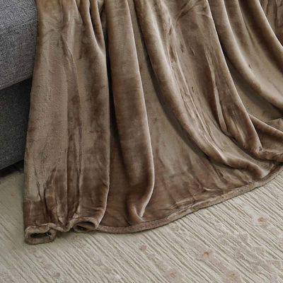 AW23 Solid Flannel Double Blanket 200x200 Cm Light Brown