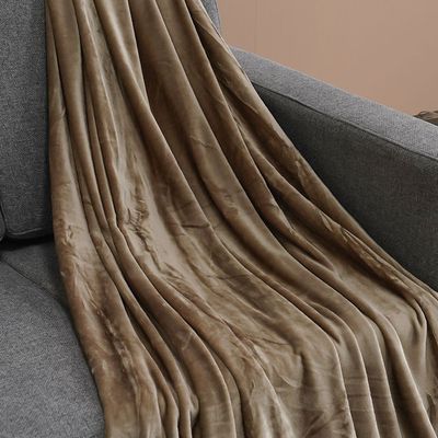 AW23 Solid Flannel Double Blanket 200x200 Cm Light Brown