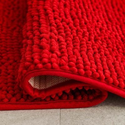 AW23 Chenille Solid Bath Mat 40x60 Cm Red