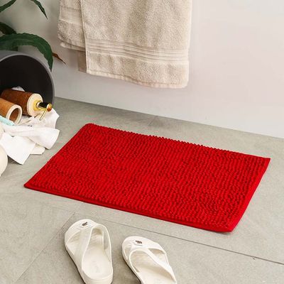 AW23 Chenille Solid Bath Mat 40x60 Cm Red