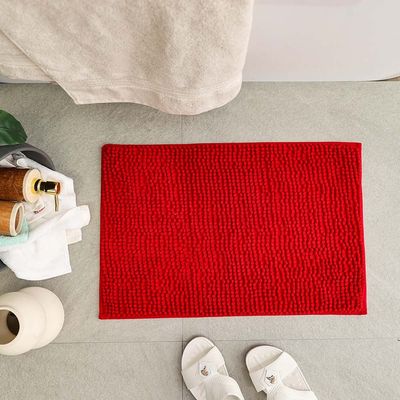 AW23 Chenille Solid Bath Mat 40x60 Cm Red