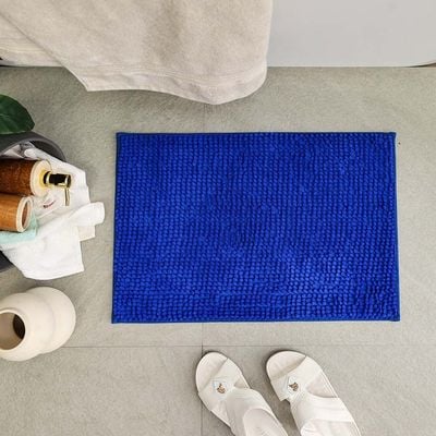 AW23 Chenille Solid Bath Mat 40x60 Cm Dark Blue