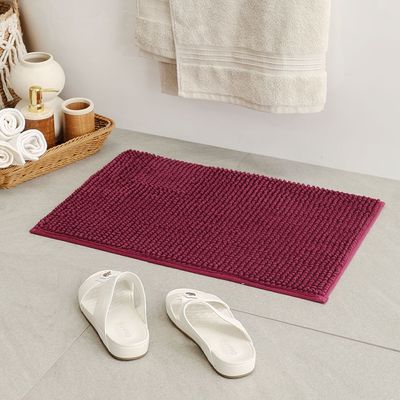 AW23 Chenille Solid Bath Mat 40x60 Cm Burgandy