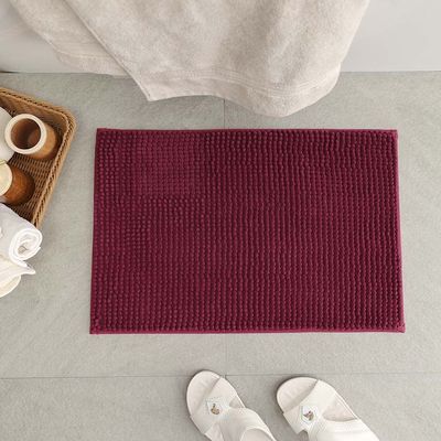 AW23 Chenille Solid Bath Mat 40x60 Cm Burgandy