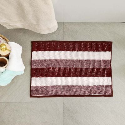 AW23 Yarn Dyed Multi Stripe Bath Mat 40x60 Cm Burgandy