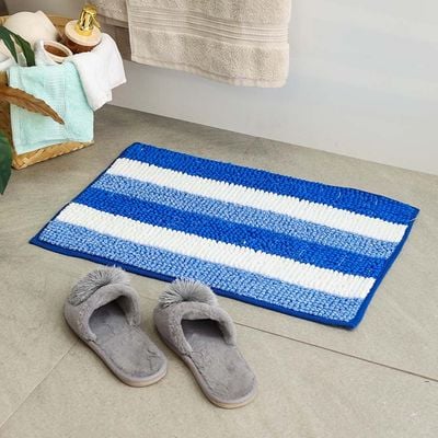 AW23 Yarn Dyed Multi Stripe Bath Mat 40x60 Cm Light Blue