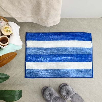 AW23 Yarn Dyed Multi Stripe Bath Mat 40x60 Cm Light Blue