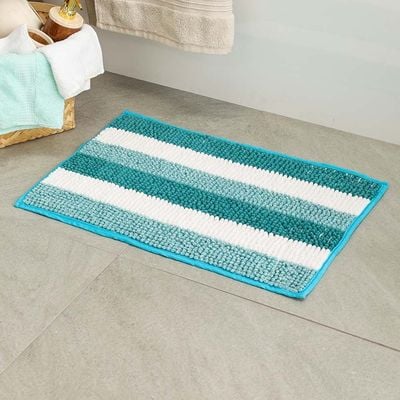 AW23 Yarn Dyed Multi Stripe Bath Mat 40x60 Cm Aqua