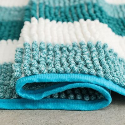 AW23 Yarn Dyed Multi Stripe Bath Mat 40x60 Cm Aqua