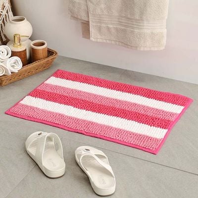 AW23 Yarn Dyed Multi Stripe Bath Mat 40x60 Cm Pink