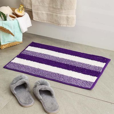 AW23 Yarn Dyed Multi Stripe Bath Mat 40x60 Cm Dark Purple