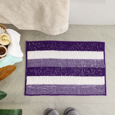 AW23 Yarn Dyed Multi Stripe Bath Mat 40x60 Cm Dark Purple