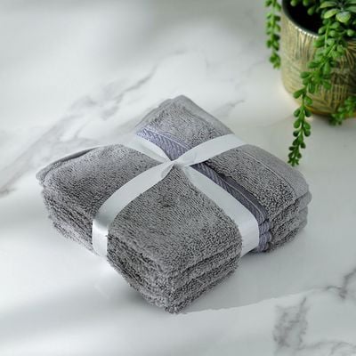 Ecotwist Face Towel 4-Piece Set 33x33 Cm Light Grey