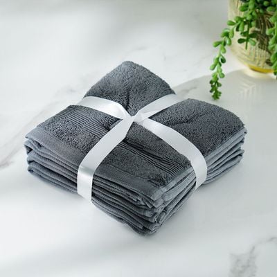 Ideal High Bulk Face Towel 4-Piece Set 33x33 Cm Charcoal Grey