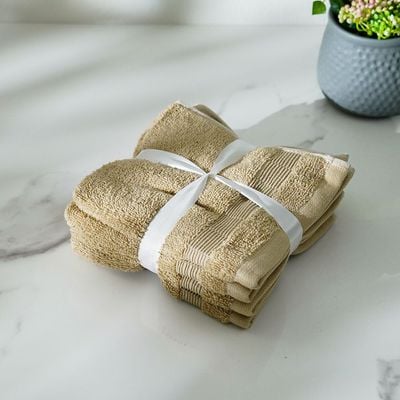 Ideal High Bulk Face Towel 4-Piece Set 33x33 Cm Beige