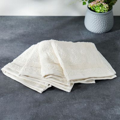 Ideal High Bulk Face Towel 4-Piece Set 33x33 Cm Off White