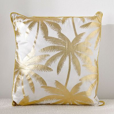 Majestic Coconut Shell Foil Printed Filled Cushion 45x45 Cm Golden